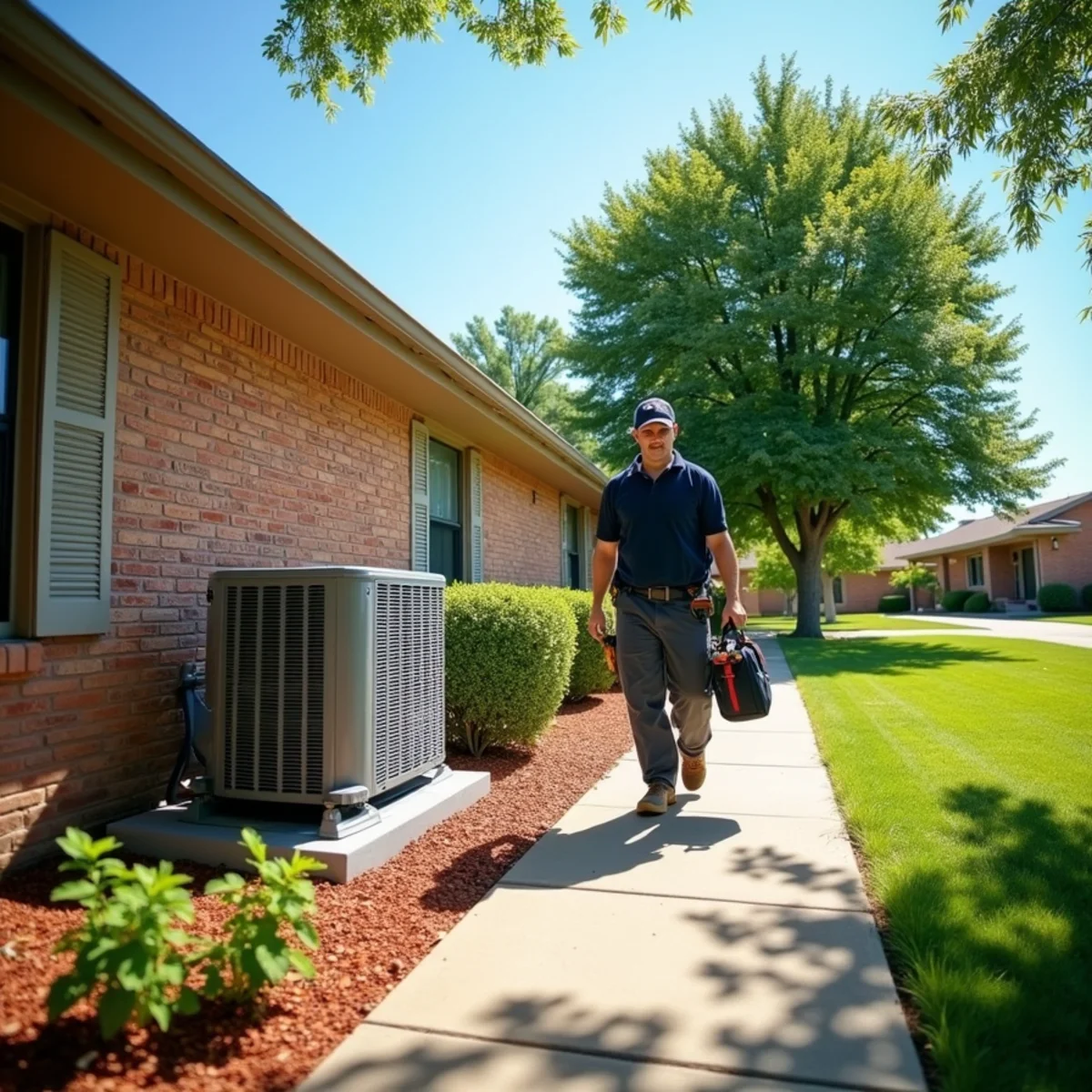 HVAC technician's tools and equipment at a residential job