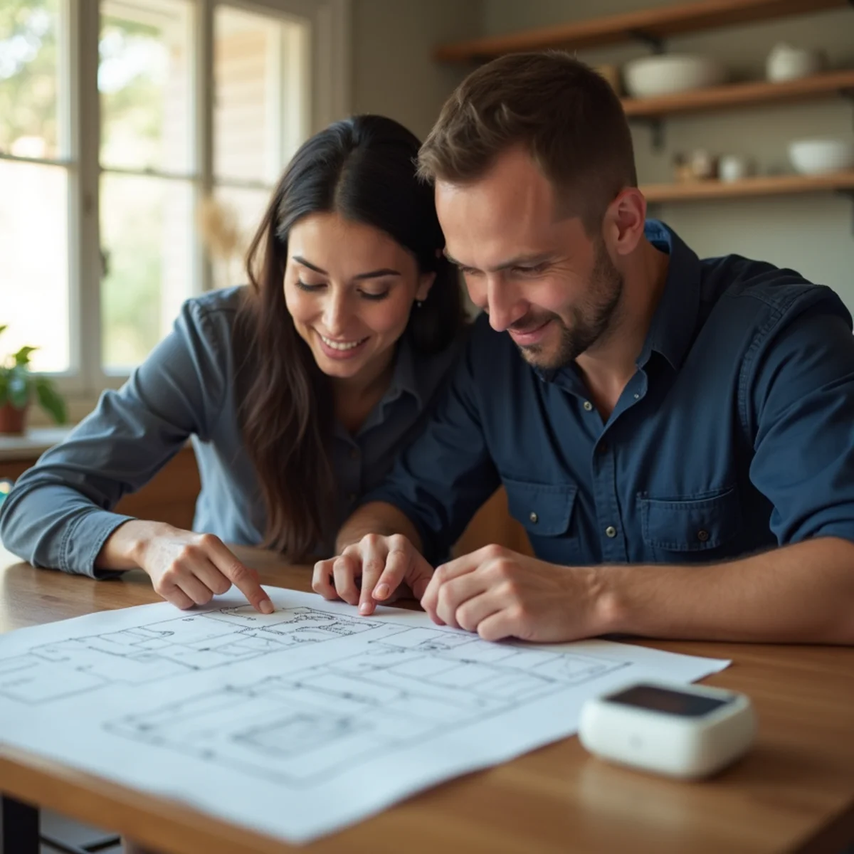 Homeowner reviewing home comfort information at a kitchen table
