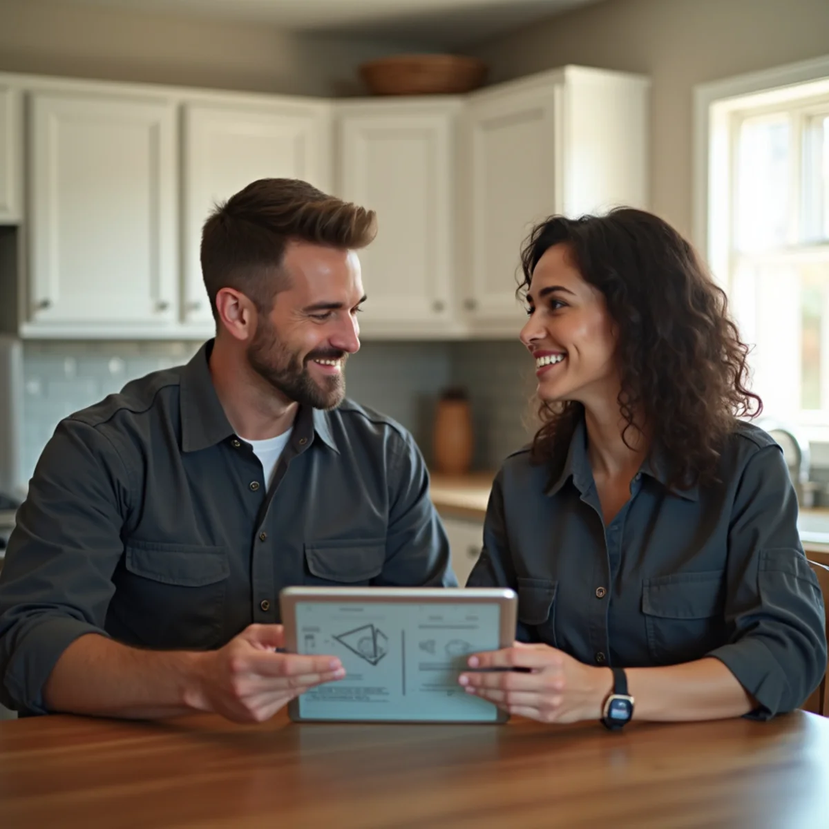 Homeowner comparing home comfort options with a technician
